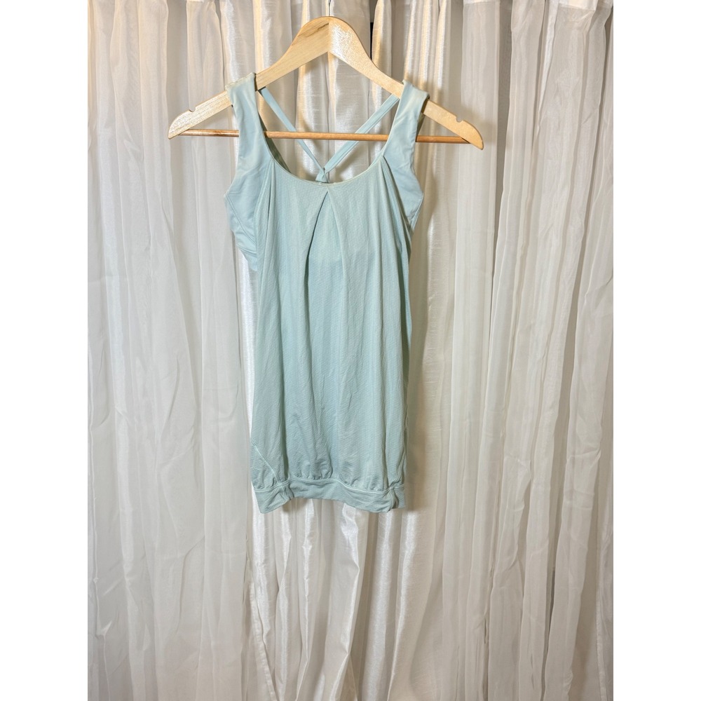 Lululemon Tank Top Womens 6 Light Mint Green Strappy Open Back Built-in Bra